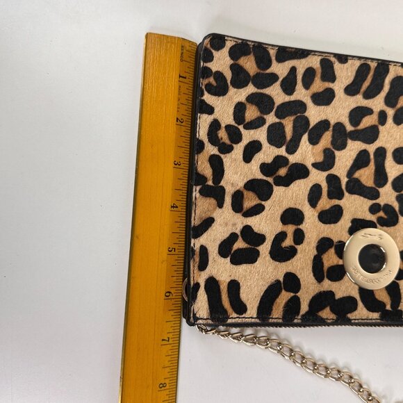 Paul Costelloe Leopard Print Leather Crossbody Bag With Gold Chain & Zipper Clos - Picture 5 of 11